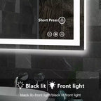 Miroir de courtoisie de salle de bain TUYOHW avec LED anti-buée et double source de lumière, miroir mural à 3 modes avec verre de 3 mm, miroir chic au-dessus de l'évier
