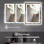 Miroir de courtoisie de salle de bain TUYOHW avec LED anti-buée et double source de lumière, miroir mural à 3 modes avec verre de 3 mm, miroir chic au-dessus de l'évier