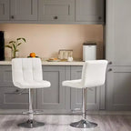 Lot de 2 tabourets de bar réglables en hauteur TUYOHW, en cuir PU, pivotants, hauteur comptoir, avec dossier et repose-pieds, 61,5-82,5 cm