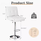 Lot de 2 tabourets de bar réglables en hauteur TUYOHW, en cuir PU, pivotants, hauteur comptoir, avec dossier et repose-pieds, 61,5-82,5 cm