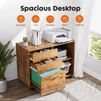 Classeur de rangement multiples TUYOHW à 3 tiroirs, meuble de rangement mobile silencieux pour la maison et le bureau, meuble sous bureau de 78,7 cm L x 61 cm H, 150 kg max.