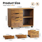 Classeur de rangement multiples TUYOHW à 3 tiroirs, meuble de rangement mobile silencieux pour la maison et le bureau, meuble sous bureau de 78,7 cm L x 61 cm H, 150 kg max.