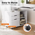 Classeur de rangement multiples TUYOHW à 3 tiroirs, meuble de rangement mobile silencieux pour la maison et le bureau, meuble sous bureau de 78,7 cm L x 61 cm H, 150 kg max.
