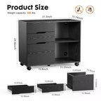 Classeur de rangement multiples TUYOHW à 3 tiroirs, meuble de rangement mobile silencieux pour la maison et le bureau, meuble sous bureau de 78,7 cm L x 61 cm H, 150 kg max.
