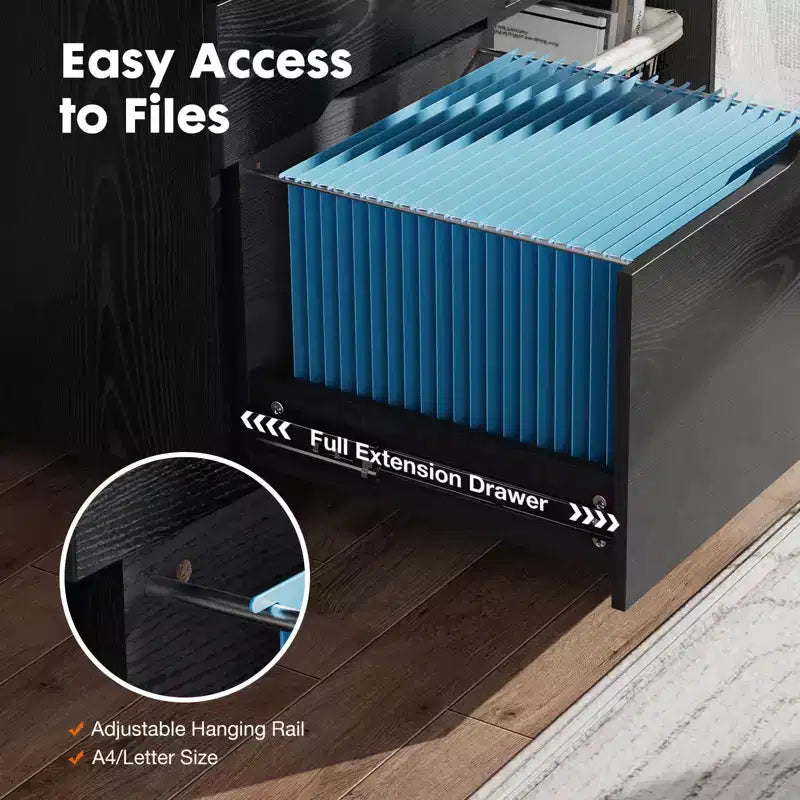 Classeur de rangement multiples TUYOHW à 3 tiroirs, meuble de rangement mobile silencieux pour la maison et le bureau, meuble sous bureau de 78,7 cm L x 61 cm H, 150 kg max.