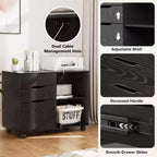 Classeur de rangement multiples TUYOHW à 3 tiroirs, meuble de rangement mobile silencieux pour la maison et le bureau, meuble sous bureau de 78,7 cm L x 61 cm H, 150 kg max.