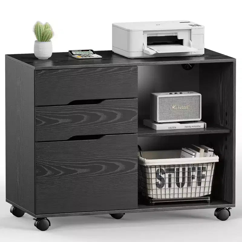 Classeur de rangement multiples TUYOHW à 3 tiroirs, meuble de rangement mobile silencieux pour la maison et le bureau, meuble sous bureau de 78,7 cm L x 61 cm H, 150 kg max.