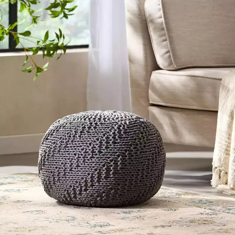 Fauteuil poire tressé Okak, chaise de sol confortable avec remplissage en mousse à mémoire de forme, fauteuil de canapé pour salon, chambre à coucher