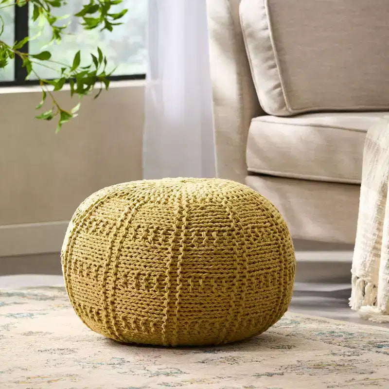 Fauteuil poire tressé Okak, chaise de sol confortable avec remplissage en mousse à mémoire de forme, fauteuil de canapé pour salon, chambre à coucher