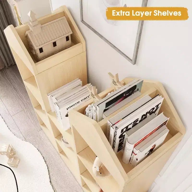 Étagère à livres pour enfants à 8 compartiments en forme de château, coin lecture pour enfants avec organisateur de rangement de jouets, étagère de rangement multifonctionnelle pour chambre d'enfant ou crèche