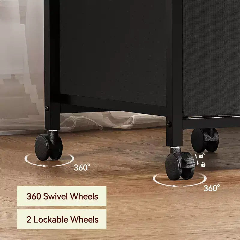 Commode, meuble de rangement à 4 tiroirs en tissu, meuble de classement mobile, rangement de dossiers vertical sous le bureau avec roulettes