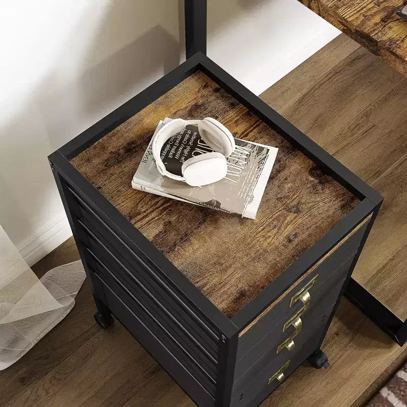 Commode, meuble de rangement à 4 tiroirs en tissu, meuble de classement mobile, rangement de dossiers vertical sous le bureau avec roulettes