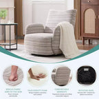 MAYEERTY Fauteuil pivotant à 360°, Velours Moelleux, Salon Bureau, Multicolore