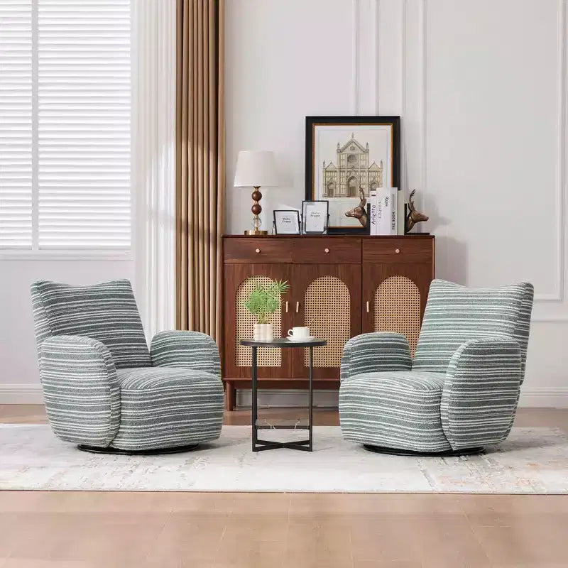 MAYEERTY Fauteuil pivotant à 360°, Velours Moelleux, Salon Bureau, Multicolore