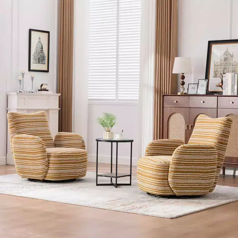 MAYEERTY Fauteuil pivotant à 360°, Velours Moelleux, Salon Bureau, Multicolore