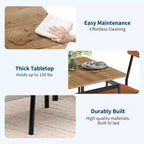 Ensemble de salle à manger 3 pièces avec 2 chaises rembourrées, table et chaises à la finition ton sur ton pour la maison et l'appartement, design peu encombrant avec surface facile à nettoyer, marron