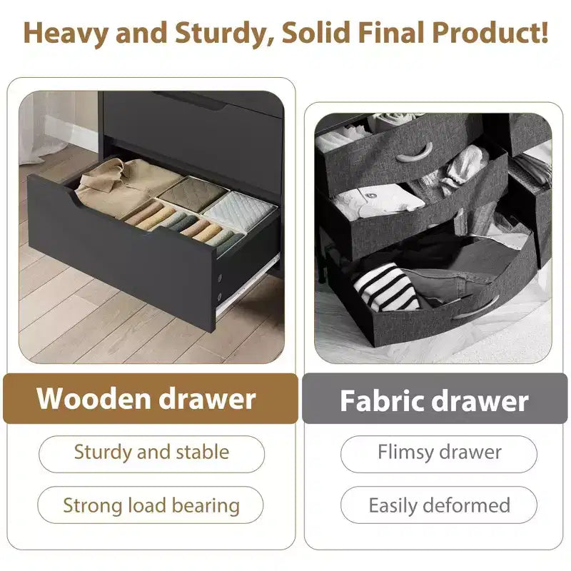 Commode, Tiroir horizontal autonome avec rangement, Armoire de rangement en bois