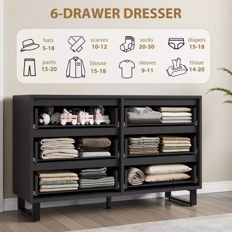 Commode, Tiroir horizontal autonome avec rangement, Armoire de rangement en bois