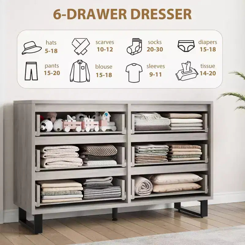 Commode, Tiroir horizontal autonome avec rangement, Armoire de rangement en bois