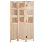 Costway Séparateur de pièce à 3 panneaux 67 avec cadres photo en bois de paulownia Charnières métalliques pour la maison Naturel/Blanc