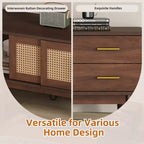 Meuble TV moderne mi-siècle Clihome pour TV de 80 pouces, centre de divertissement avec portes coulissantes et tiroirs, meuble TV avec rangement pour salon
