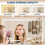 Coiffeuse avec grand miroir, ensemble coiffeuse avec prise de courant, tabouret, 10 tiroirs, loupe, support de sèche-cheveux pour chambre à coucher, dressing