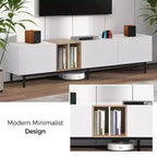 Meuble TV moderne Clihome pour téléviseur 80" avec 3 portes, console multimédia, centre de divertissement avec grand meuble de rangement pour salon