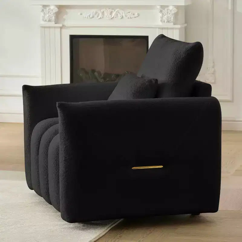 Canapé MAYEERTY 35 en tissu Teddy, fauteuil de salon moderne rembourré avec oreiller pour appartement, bureau, salon, noir