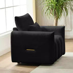 Canapé MAYEERTY 35 en tissu Teddy, fauteuil de salon moderne rembourré avec oreiller pour appartement, bureau, salon, noir