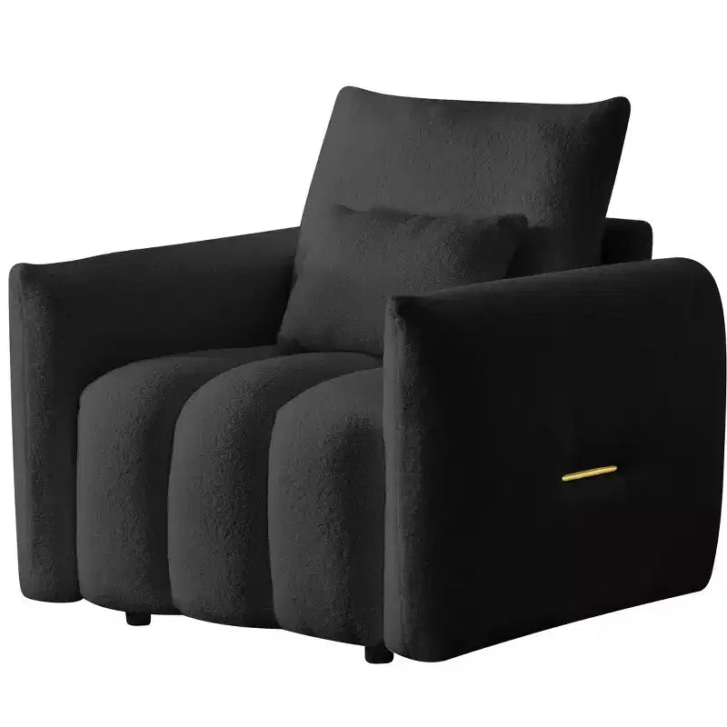 Canapé MAYEERTY 35 en tissu Teddy, fauteuil de salon moderne rembourré avec oreiller pour appartement, bureau, salon, noir