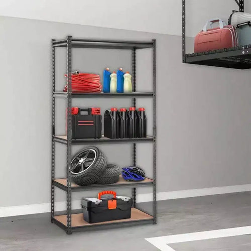 Étagères métalliques robustes à 5 niveaux, capacité de 2000 lb, noires, pour garage, cuisine, garde-manger, sous-sol, buanderie, rangement 36x18x72 pouces
