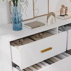 Commode Acekool à 6 tiroirs, commode moderne avec poignées et pieds dorés, meuble de rangement pour chambre ou salon
