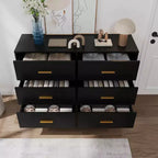 Commode Acekool à 6 tiroirs, commode moderne avec poignées et pieds dorés, meuble de rangement pour chambre ou salon