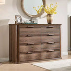 Commode moderne en bois Zeus et Ruta Fluted 52 avec 8 tiroirs, design courbé pour salon et couloir