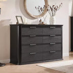 Commode moderne en bois Zeus et Ruta Fluted 52 avec 8 tiroirs, design courbé pour salon et couloir