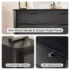 Commode moderne en bois Zeus et Ruta Fluted 52 avec 8 tiroirs, design courbé pour salon et couloir