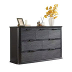 Commode Zeus & Ruta Fluted 52 moderne en bois avec 7 tiroirs, design incurvé pour rangement dans le salon et le couloir
