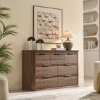 Commode Zeus & Ruta Fluted 52 moderne en bois avec 7 tiroirs, design incurvé pour rangement dans le salon et le couloir