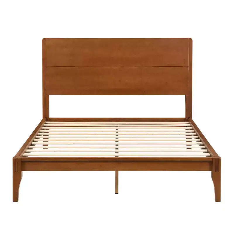 Lit Plateforme GDFStudio Ruby en Bambou de Style Mid-Century avec Sommier à Lattes en Bois et Support Métallique