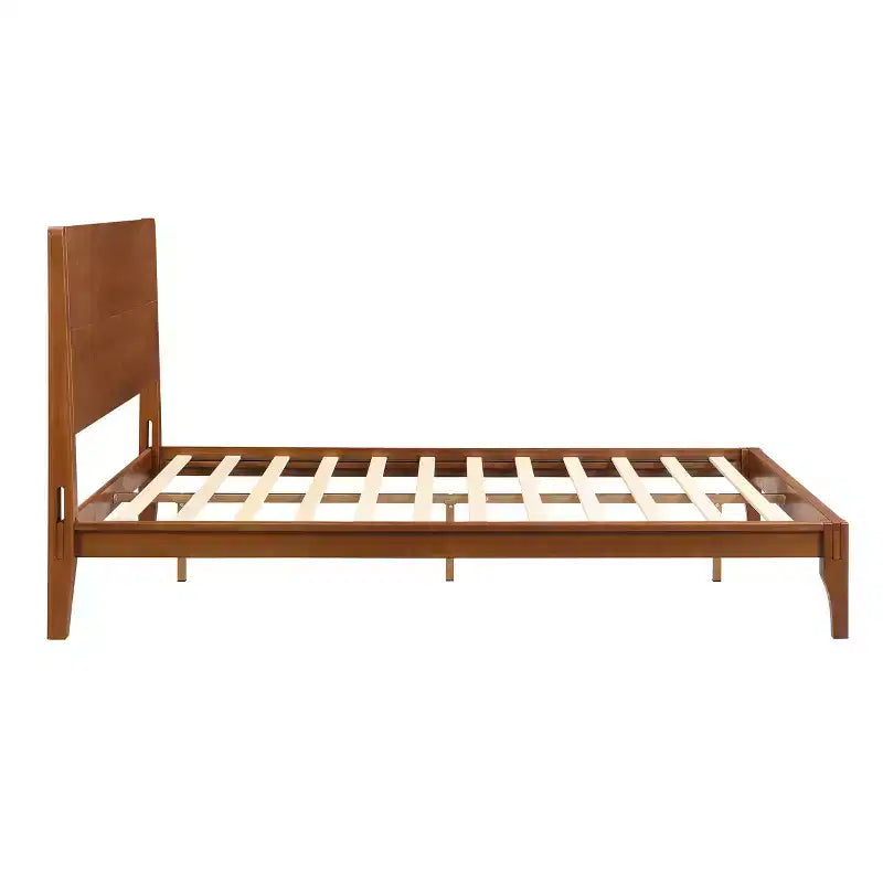Lit Plateforme GDFStudio Ruby en Bambou de Style Mid-Century avec Sommier à Lattes en Bois et Support Métallique
