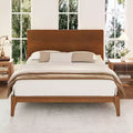GDFStudio Ruby Mid-Century Modern Bamboo Wood Platform Bed with Wood Slat Metal Support