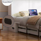 Lit escamotable Queen Mjkone avec rangement et station de charge, lit-armoire de style ferme, silencieux, pour chambre d'amis, matelas en option
