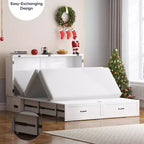 Lit escamotable Queen Mjkone avec rangement et station de charge, lit-armoire de style ferme, silencieux, pour chambre d'amis, matelas en option