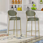 Lot de 2 tabourets de bar en velours TUYOHW, chaises de bar à hauteur de comptoir avec pieds en métal, dossier ovale et repose-pieds, tabourets d'appoint pour îlot de cuisine, bar à domicile