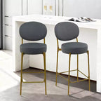 Lot de 2 tabourets de bar en velours TUYOHW, chaises de bar à hauteur de comptoir avec pieds en métal, dossier ovale et repose-pieds, tabourets d'appoint pour îlot de cuisine, bar à domicile