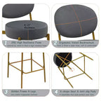 Lot de 2 tabourets de bar en velours TUYOHW, chaises de bar à hauteur de comptoir avec pieds en métal, dossier ovale et repose-pieds, tabourets d'appoint pour îlot de cuisine, bar à domicile