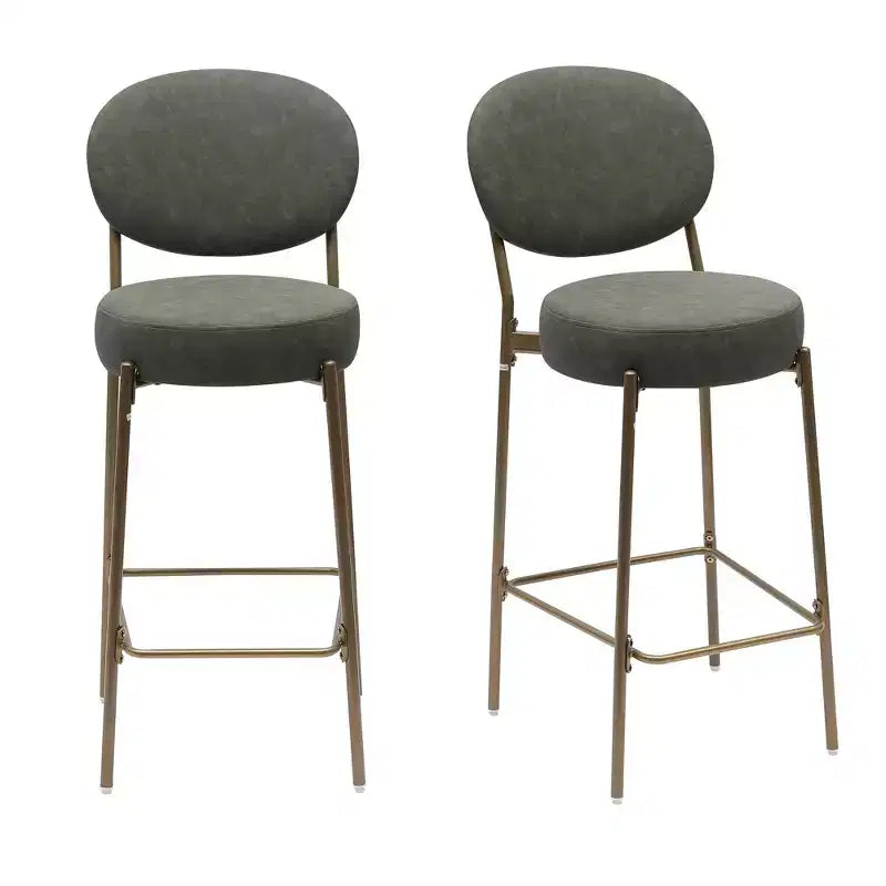 Lot de 2 tabourets de bar en velours TUYOHW, chaises de bar à hauteur de comptoir avec pieds en métal, dossier ovale et repose-pieds, tabourets d'appoint pour îlot de cuisine, bar à domicile