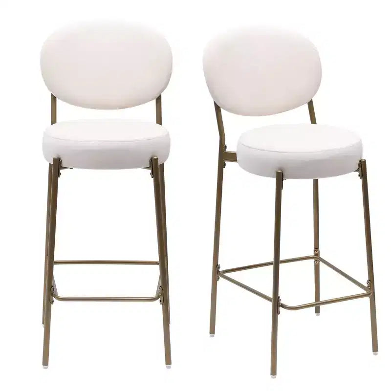 Lot de 2 tabourets de bar en velours TUYOHW, chaises de bar à hauteur de comptoir avec pieds en métal, dossier ovale et repose-pieds, tabourets d'appoint pour îlot de cuisine, bar à domicile
