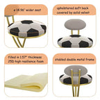 TUYOHW Lot de 2 tabourets de bar en métal thème football, chaises de bar hauteur comptoir avec cadre en métal en forme de S et coussin rond, chaise de salle à manger pour cuisine, bar