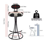 TUYOHW Lot de 2 tabourets de bar en métal thème football, chaises de bar hauteur comptoir avec cadre en métal en forme de S et coussin rond, chaise de salle à manger pour cuisine, bar